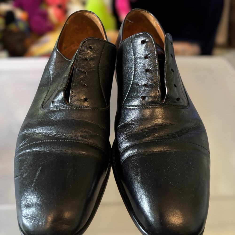 Magnanni Oxford Black Leather Men's Dress Shoes US 11 M